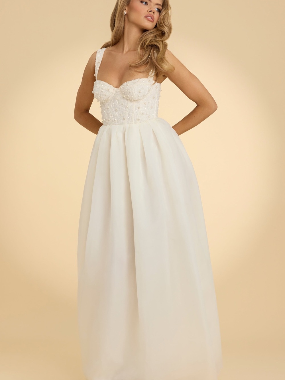 Oh Polly Ivory Embellished long dress - Picture 6 of 11